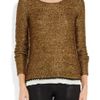 Diane Von Furstenberg Faye Chain Trimmed Open Knit Sweater in Gold - Lyst