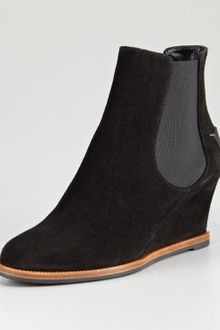 Fendi Cathy Suede Logoback Wedge Ankle Boot - Lyst