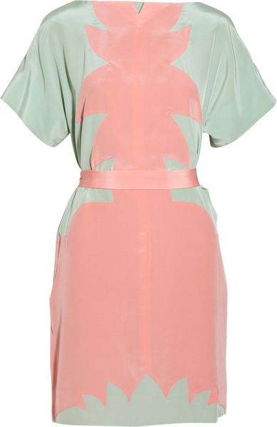 Jill Stuart Adrian Paneled Silk Dress in Pink (mint) - Lyst