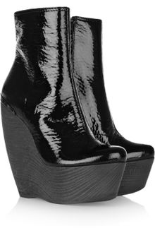Lanvin Patent Leather Platform Ankle Boots - Lyst