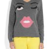 Moschino Cheap & Chic Eyes and Lips Intarsia Cashmere Sweater in Gray - Lyst