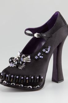 Prada Jeweled Satin Mary Jane Pump - Lyst