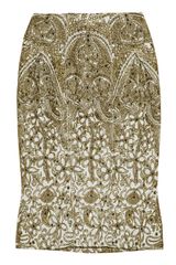 Zac Posen Metallic Brocade Pencil Skirt