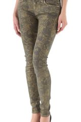 7 For All Mankind Gold Floral Skinny Jeans