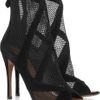 Alaïa Suede and Mesh Peep Toe Boots in Black - Lyst