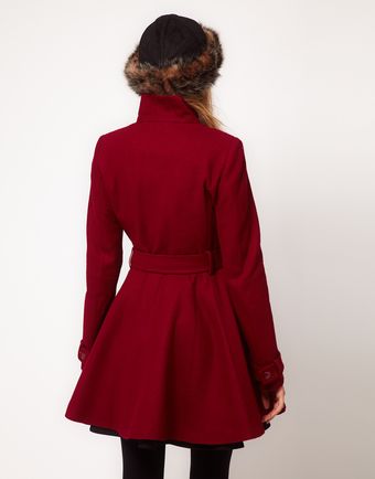 ASOS Collection Asos Fit and Flare Belted Coat - Lyst