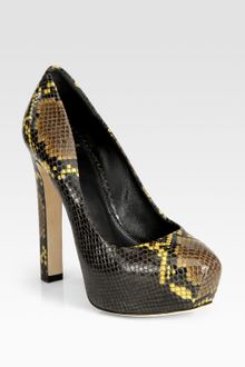 B Brian Atwood Snakeprint Leather Platform Pumps - Lyst