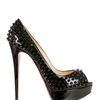 Christian Louboutin Lady Peep Patent Spikes Pumps in Black - Lyst