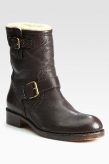 Marc By Marc Jacobs Leather and Shearling Motorcycle Boots - Lyst