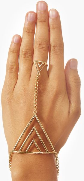 Nasty Gal Love Triangle Hand Piece in Gold - Lyst