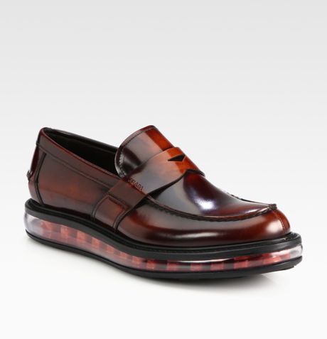 Prada Spazzolato Penny Loafer in Brown for Men (tabacco