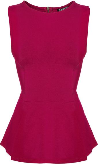 Topshop Sleeveless Peplum Top - Lyst