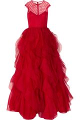 Valentino Lace and Ruffled Silkorganza Gown