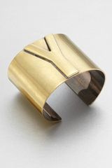 Yves Saint Laurent Signature Logo Bangle Bracelet Gold Tone