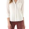 Dkny V Neck Blouse with Contrast Piping in White (ivory) - Lyst