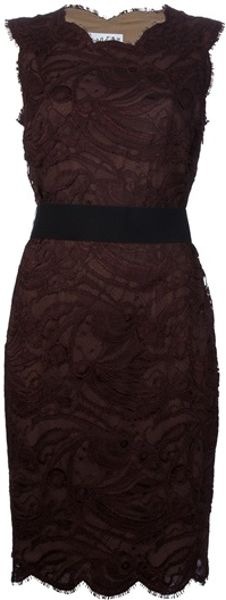 Emilio Pucci Scallop Trimmed Lace Dress in Red (purple) - Lyst