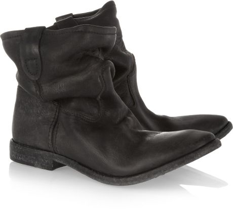 Isabel Marant Jenny Slouchy Leather Ankle Boots in Black - Lyst