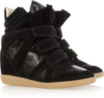Isabel Marant Bazil Suede and Snake Effect Sneakers - Lyst