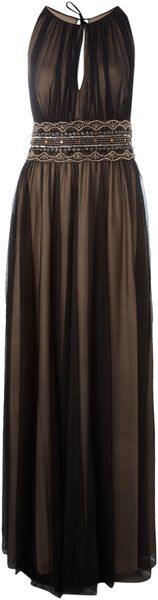 Js Collections Long Mesh Keyhole Halter Dress - Lyst