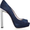 Miu Miu Swarovski Crystal Embellished Suede Pumps in Blue (navy) - Lyst