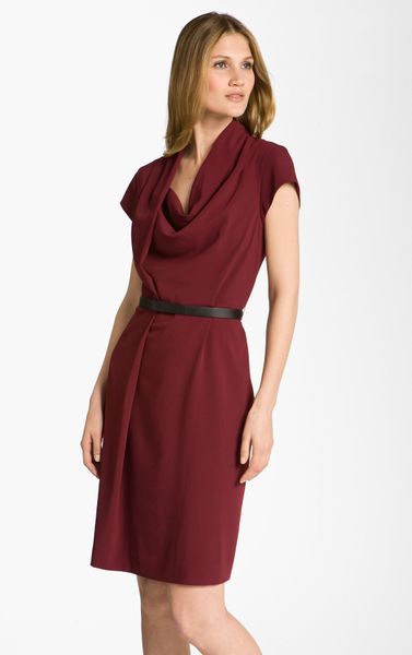 Nordstrom Collection Oxford Drape Neck Dress in Red (red grape)