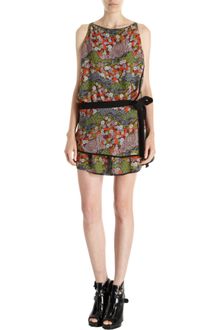 Proenza Schouler Drape Waist Japanese Print Dress - Lyst