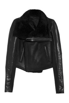 Rick Owens Shearling Leather Biker Jacket - Lyst
