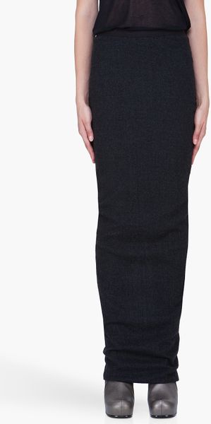 Rick Owens Charcoal Soft Pillar Skirt - Lyst