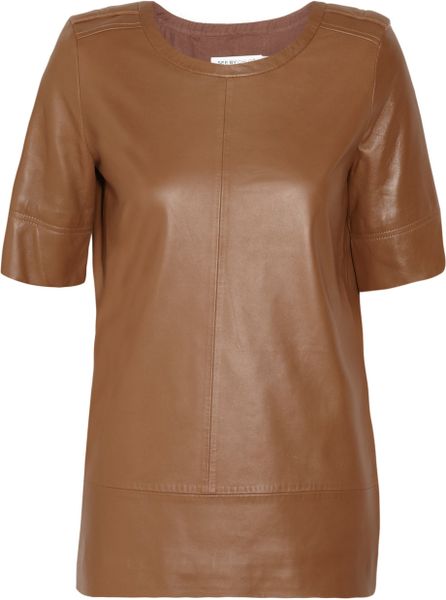 See By Chloé Leather Top in Brown (camel) - Lyst