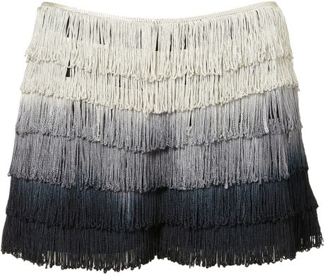 Topshop Coord Ombre Fringe Shorts in Black - Lyst