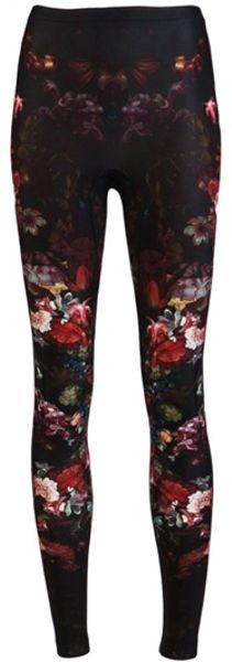 Alexander Mcqueen Stretch Legging in Black (floral) - Lyst