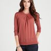 Ann Taylor Petite Merino Wool Pleated Pullover in Brown (burnt sugar) - Lyst
