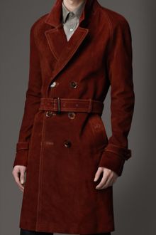 Burberry Mid-Length Waxed Suede Trench Coat - Lyst