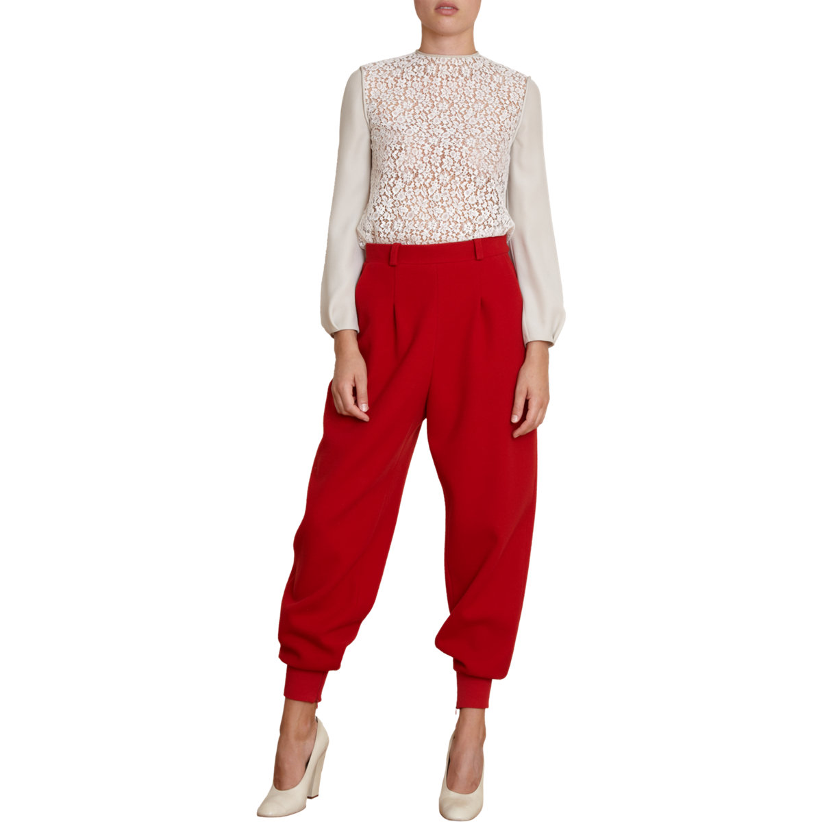 red harem trousers