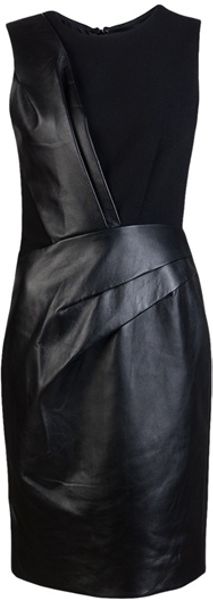 J. Mendel Leather Piece Dress in Black - Lyst