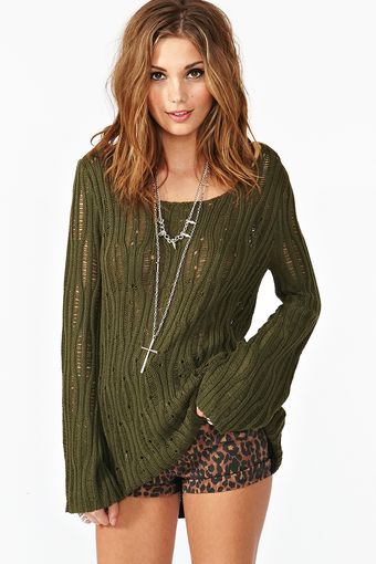 Nasty Gal New Wave Knit Olive - Lyst