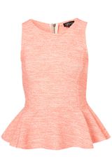 Topshop Sleeveless Boucle Peplum Top