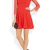 Antonio Berardi Lace Sleeved Crepe Skater Dress in Red - Lyst