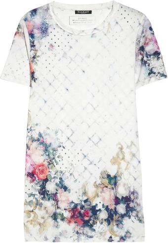 Balmain Printed Cottonjersey Tshirt - Lyst