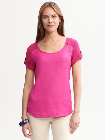 Banana Republic Mixed Media Zip Tee - Lyst
