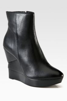 Diane Von Furstenberg Leather Wooden Wedge Ankle Boots - Lyst