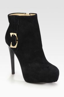 Diane Von Furstenberg Suede and Patent Leather Platform Ankle Boots - Lyst