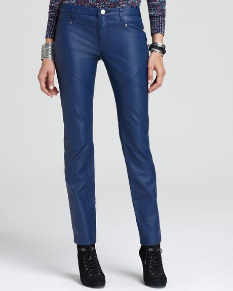 royal blue faux leather pants