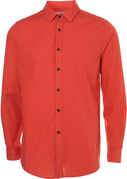 Long  Woven Stripe Smart Shirt in Red for Men - Lyst