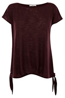 Oasis Oasis Slub Tie Hem Top Dark Purple - Lyst