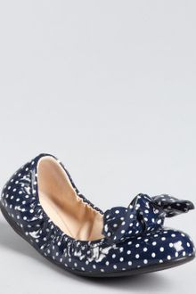 Prada Prada Sport Royal Blue Patent Leather Polka Dot Bow Detail Ballet Flats - Lyst