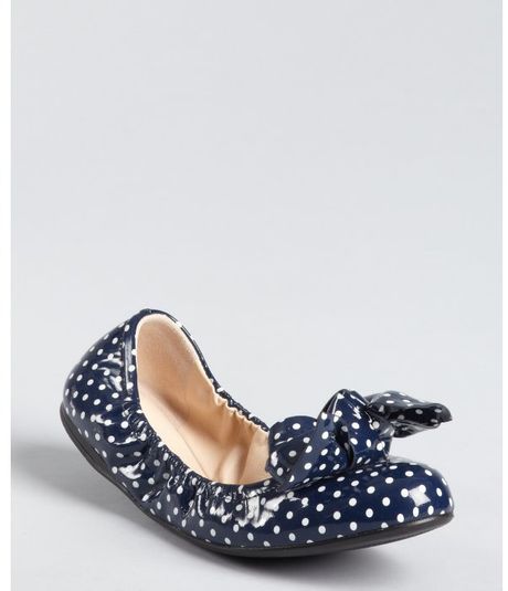 Prada Prada Sport Royal Blue Patent Leather Polka Dot Bow Detail Ballet Flats in Blue - Lyst