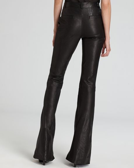 black flare leather pants