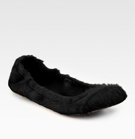 See By Chloé Calf Hair Ballet Flats in Black - Lyst
