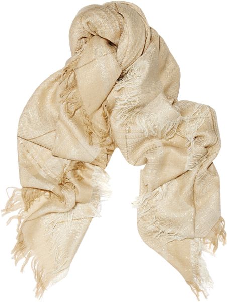 Stella Mccartney Metallic Woolblend Scarf in Beige - Lyst
